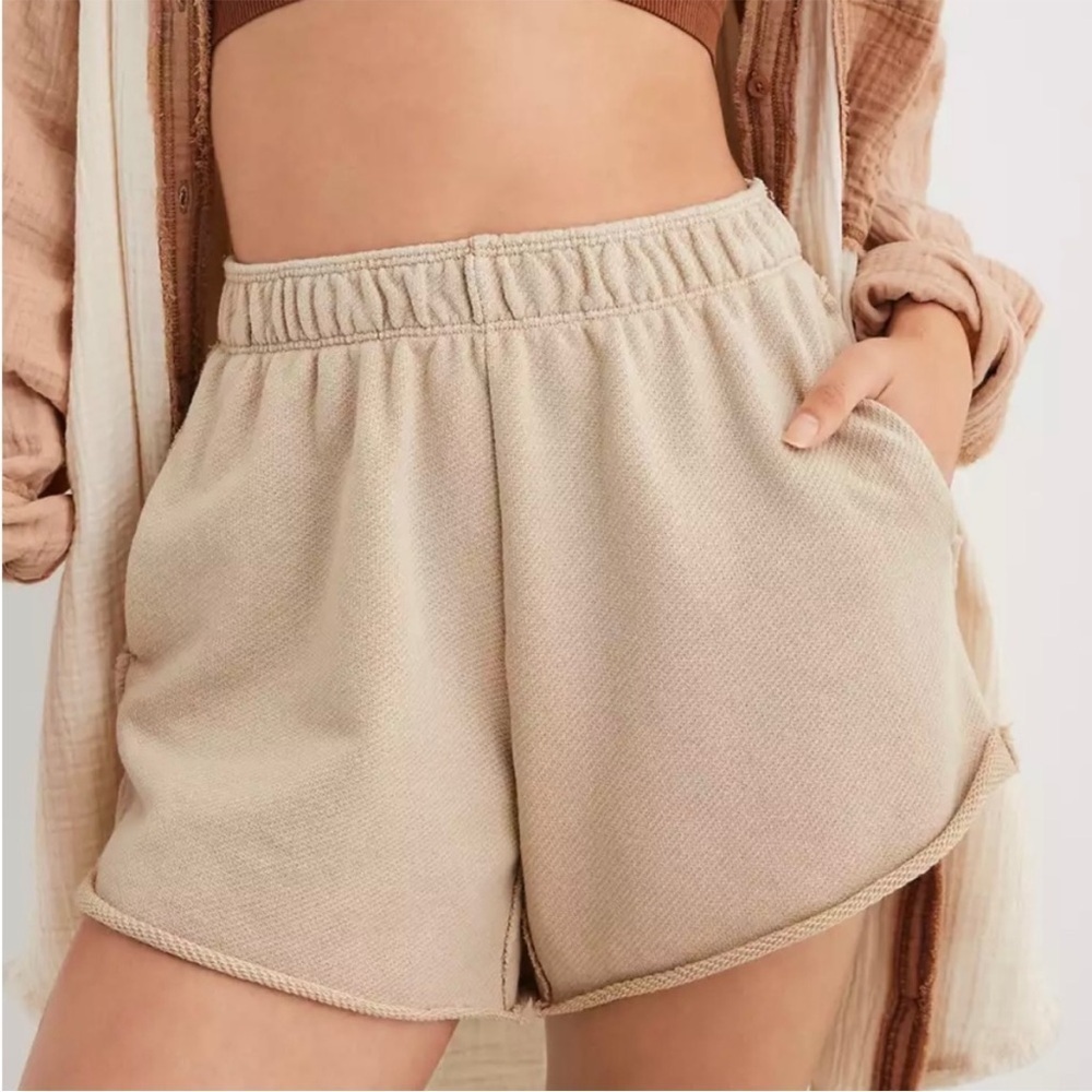 Aerie High Waisted Beach Party Short Tan
